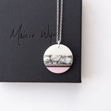 Pink, Black & White Abstract Necklace