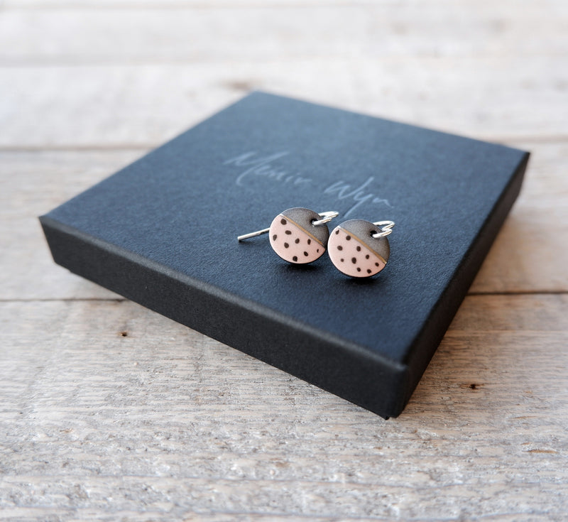 Mini Dotted Pink Drop Earrings