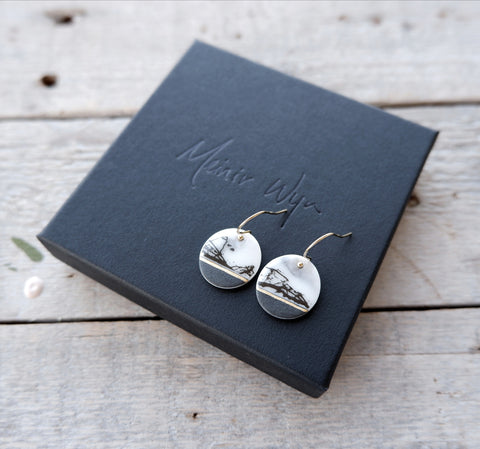 Oval Abstract Gold Drop Earrings