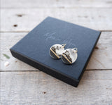 Oval Abstract Gold Drop Earrings