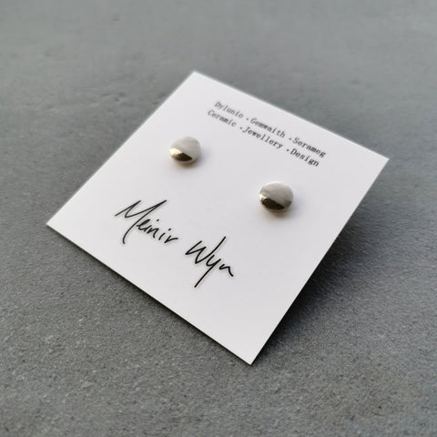 Small Marbled Porcelain & Platinum Studs