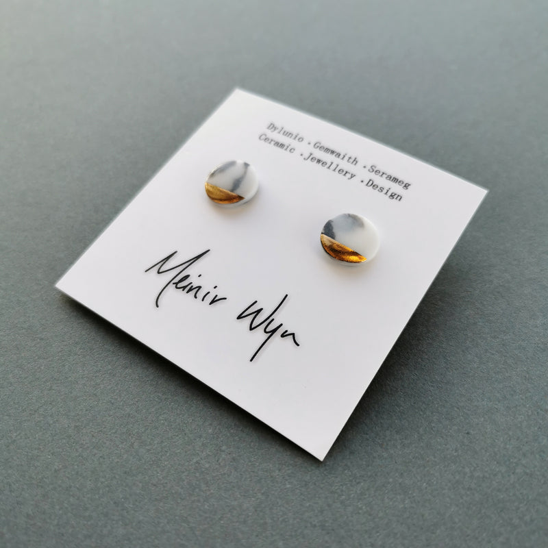 Medium Porcelain & Gold Studs