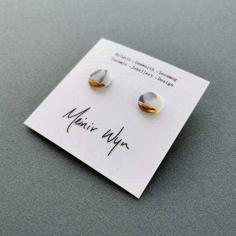 Medium Porcelain & Gold Studs