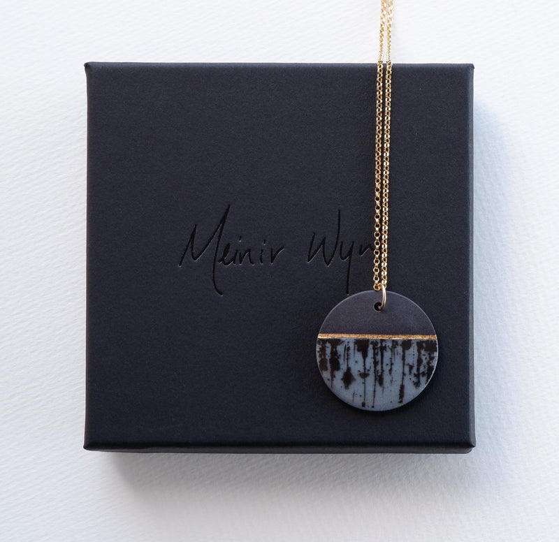 Grey & Gold Ink Drip Necklace
