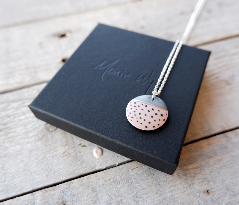 Pink & Black Dotted Necklace (Small)