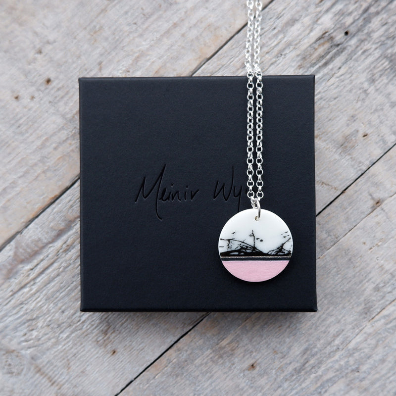 Pink & Black Abstract Necklace